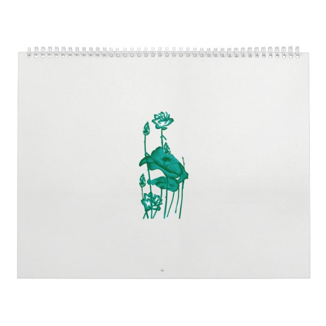 a painting of a flower and a fish on a black backg calendar (Cover)