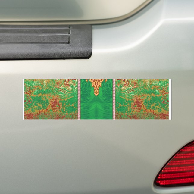 a painting of a green field with an orange border bumper sticker (On Car)