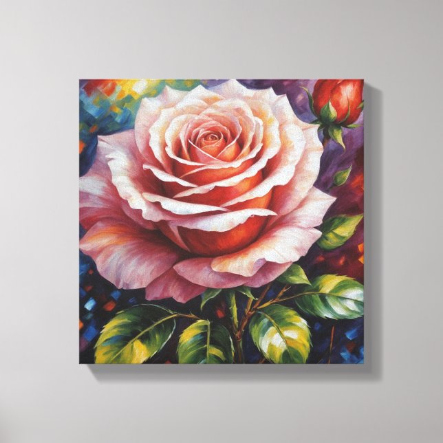 a painting of a pink rose canvas print (Front)