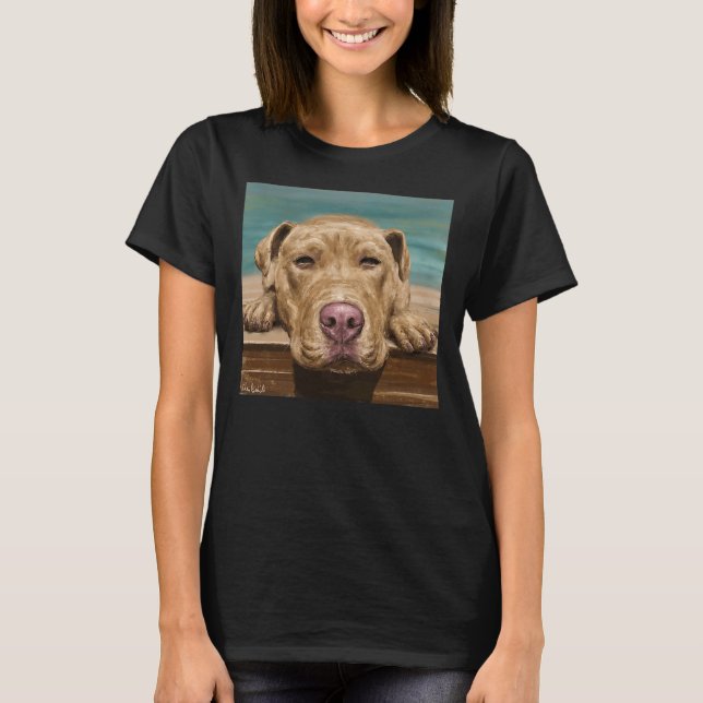 A Painting Of A Red Nose Pit Bull Taking A Nap And T-Shirt (Front)