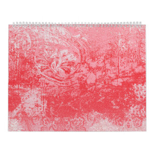 a painting of a red sky with trees calendar