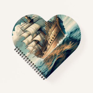 A Painting Of A Ship With The Sails Down-56350 Notebook