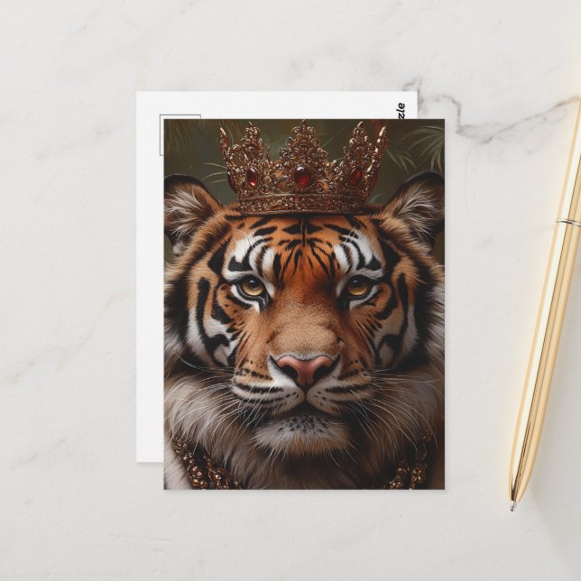 A Painting of a Tiger in a Crown Postcard (Front/Back In Situ)