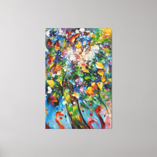 a painting of flowers and leaves vintage canvas print