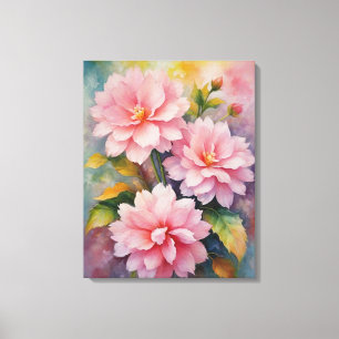 a painting of pink flowers full colour canvas print