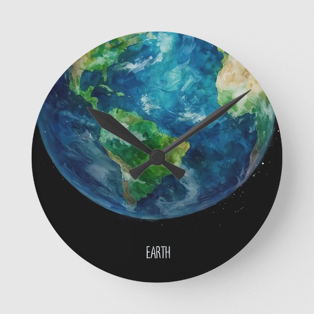 A painting of the earth in a space round clock (Front)