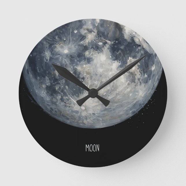 A painting of the moon in a space round clock (Front)