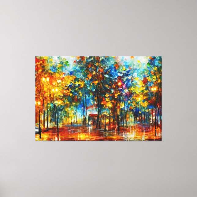 a painting of trees in a flooded area canvas print (Front)