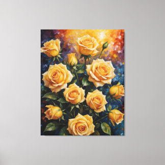 a painting of yellow roses vintage canvas print