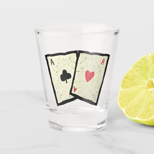 A Pair Of Aces Shot Glass (Front)