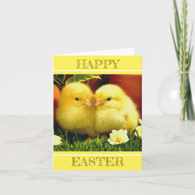 A Pair of Baby Chicks in Spring Card (Front)