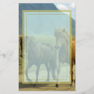 A Pair of Brown Icelandic Ponies Stationery