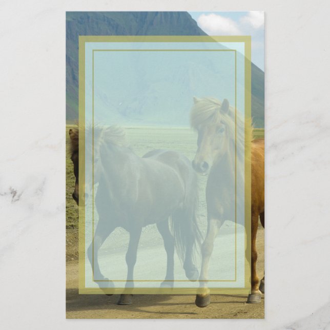 A Pair of Brown Icelandic Ponies Stationery (Front)