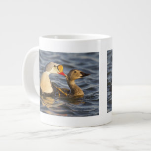 A pair of courting king eiders in a tundra pond large coffee mug