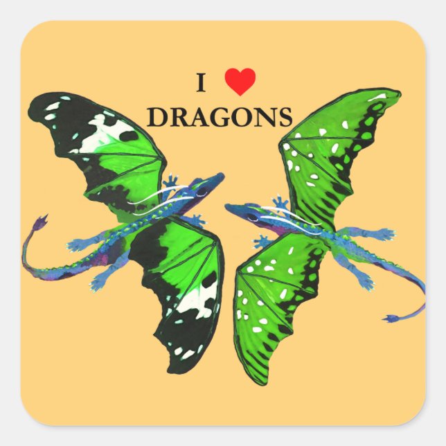 A Pair of Dragons Square Sticker (Front)