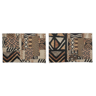 a pair of earthy and tribal pillowcases