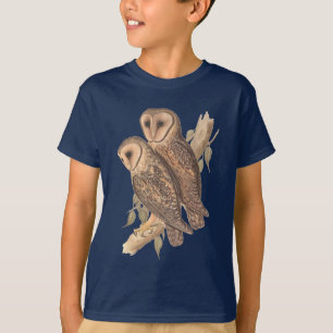 A Pair of Masked Barn Owls on a branch (painting). T-Shirt