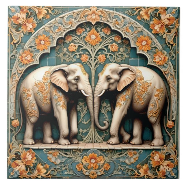 A Pair of Pachyderms Tile (Front)