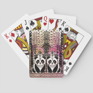 A pair of pandas in forest playing cards