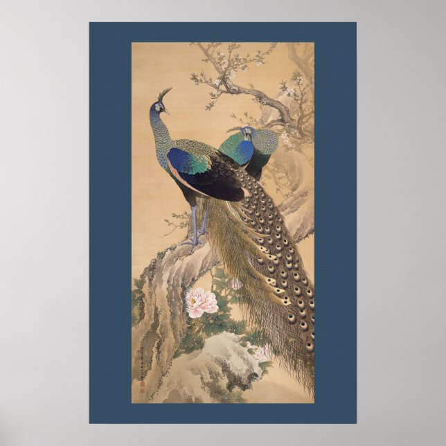A Pair of Peacocks in Spring by Imao Keinen Poster (Front)