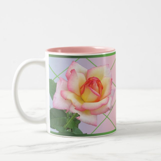 A Pair of Pink Roses Two-Tone Coffee Mug (Left)