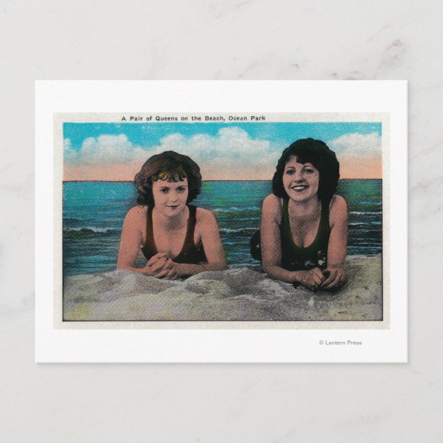 A Pair of Queens on the Beach, Ocean Park Postcard (Front)