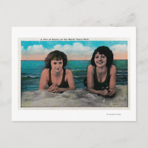 A Pair of Queens on the Beach, Ocean Park Postcard