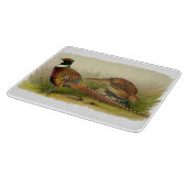 A pair of Ring necked pheasants in a grassy field Cutting Board (Corner)
