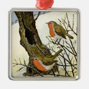 A Pair of Robins Metal Tree Decoration