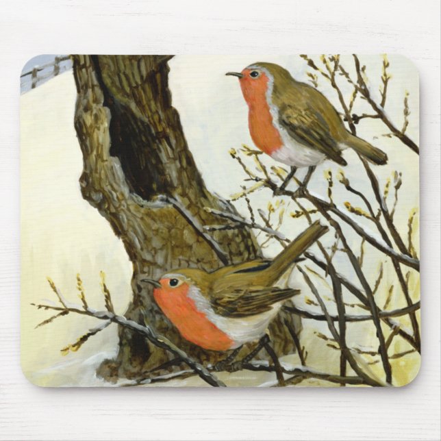 A Pair of Robins Mouse Mat (Front)