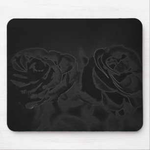 A pair of roses in black mouse mat
