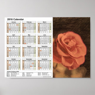 A pair of roses in sketch3 DINA5 2016 calendar Poster