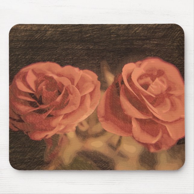 A pair of roses in sketch3 mouse mat (Front)