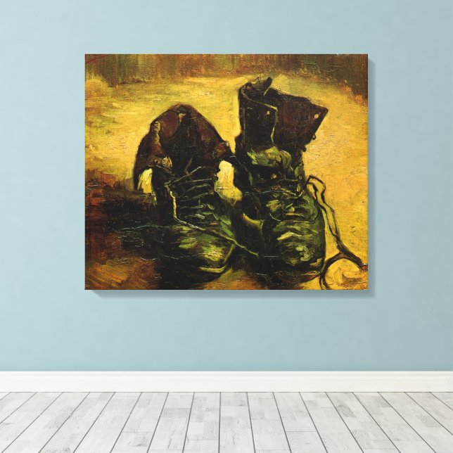 A Pair of Shoes by Vincent van Gogh Canvas Print (Insitu(Wood Floor))