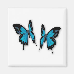 A Pair of Tropical Blue Butterflies Magnet