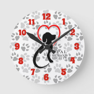 A-PAL - Logo with Paw Prints Round Clock