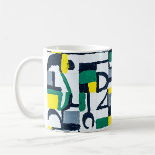 A Palette Knife Painting; Abstract Grid Painting;  Coffee Mug