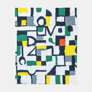 A Palette Knife Painting; Abstract Grid Painting;  Fleece Blanket