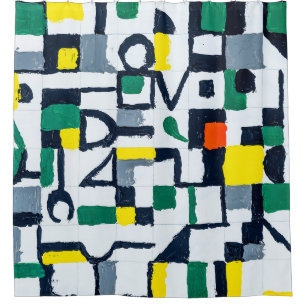 A Palette Knife Painting; Abstract Grid Painting;  Shower Curtain