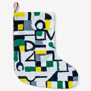 A Palette Knife Painting; Abstract Grid Painting; Small Christmas Stocking
