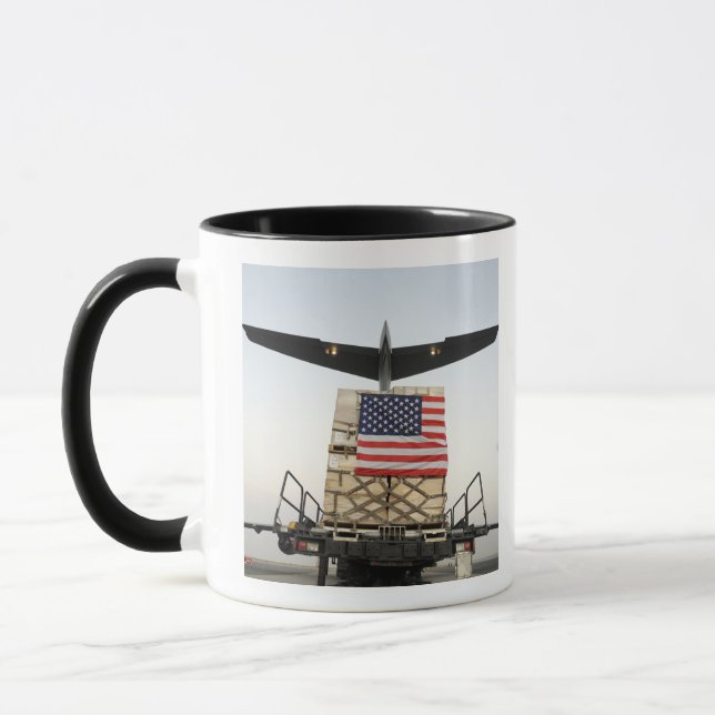 A pallet containing humanitarian relief supplie mug (Left)