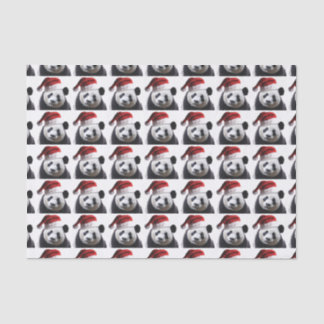 A Panda Bear Wearing a Santa Claus Hat Tissue Paper