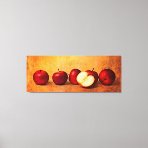 A Panorama Of Red Apples In A Row Canvas Print