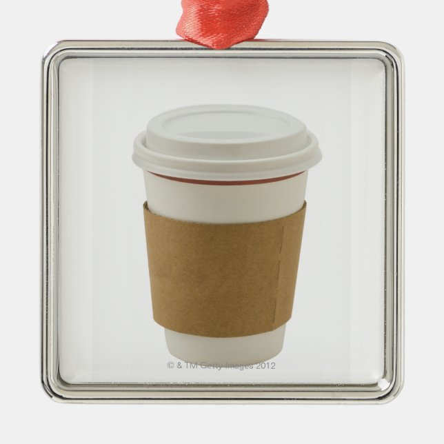 A paper coffee Cup Metal Tree Decoration (Front)