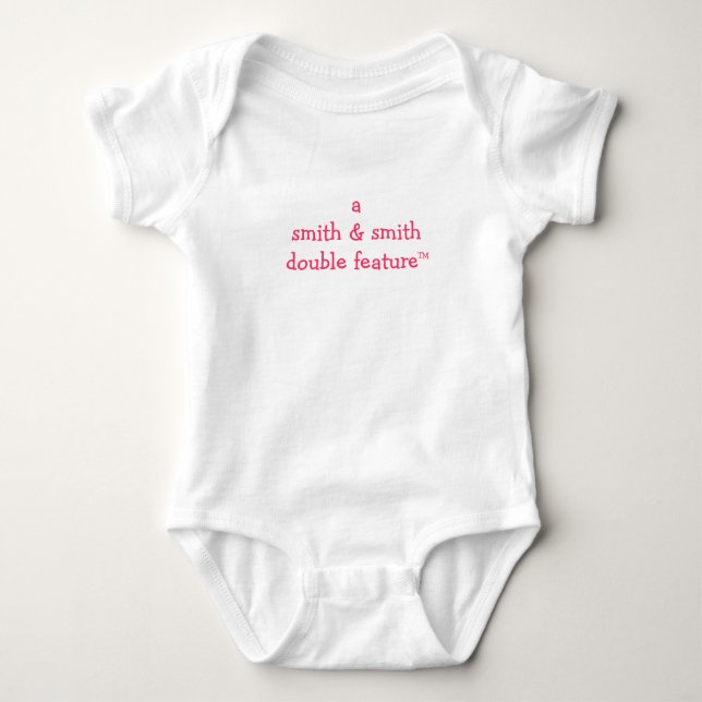 A (Parents Names Here) Double Feature For Twins Baby Bodysuit (Front)