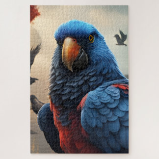 A Parrot Among Ravens Close-up Jigsaw Puzzle