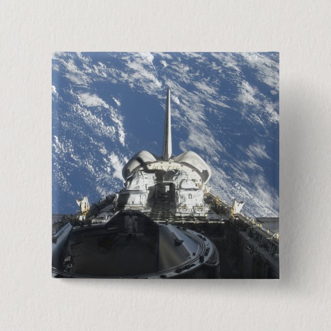 A partial view of Space Shuttle Atlantis 15 Cm Square Badge (Front)