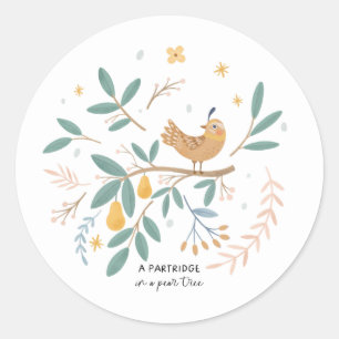 A Partridge in a Pear Tree 12 Days of Christmas Classic Round Sticker