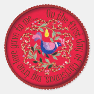 A partridge  in a pear tree classic round sticker