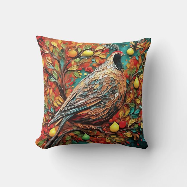 A Partridge In A Pear Tree Cushion (Front)